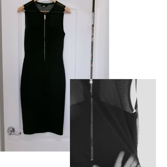 Diesel Dresses & Skirts - New DIESEL Sexy Sheer Back Sleeveless Bodycon Dress Zipper Front Jet Black M